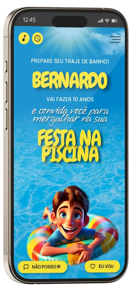 convite interativo festa na piscina