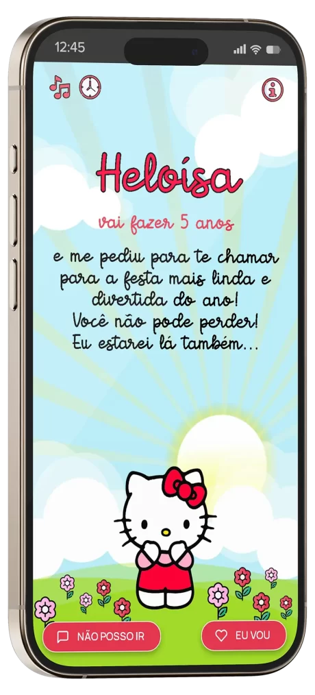 convite interativo hello kitty