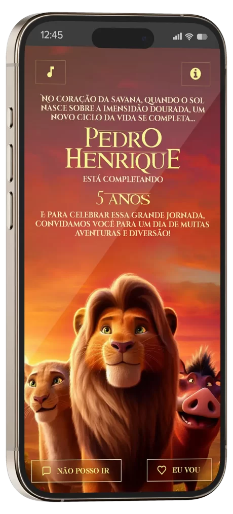 convite interativo o rei leão