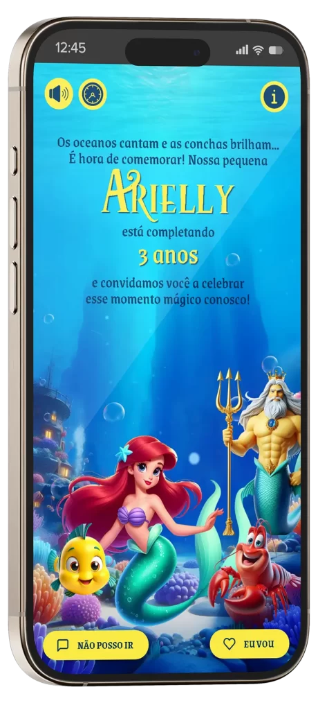 convite interativo a pequena sereia