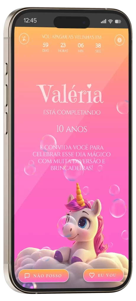 convite interativo unicórnio