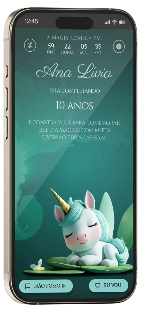 convite interativo unicórnio