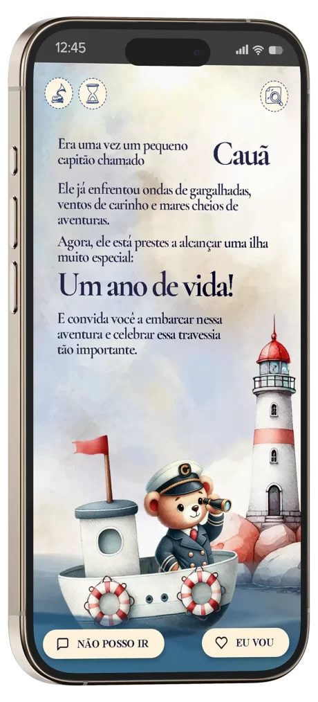 convite interativo ursinho náutico