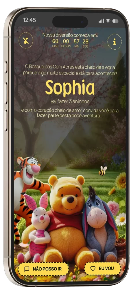 convite interativo ursinho pooh