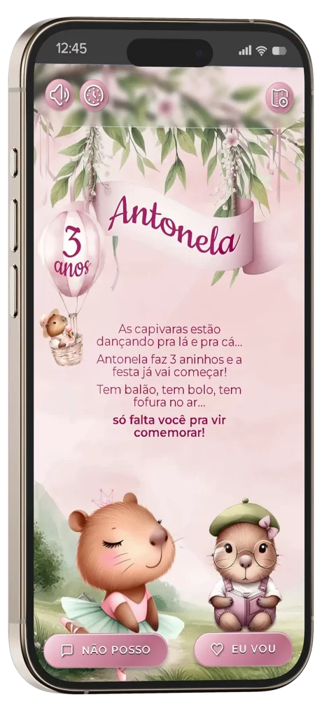 convite interativo capivaras fofinhas