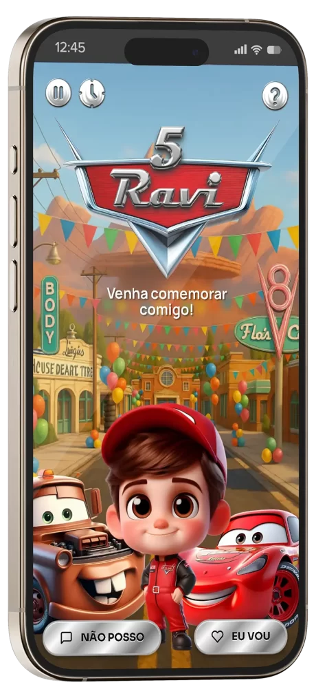 convite interativo carros disney