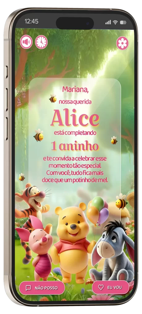 convite interativo ursinho pooh 3d