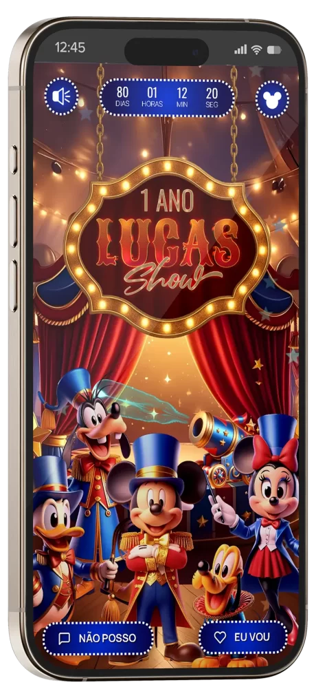 convite interativo circo disney